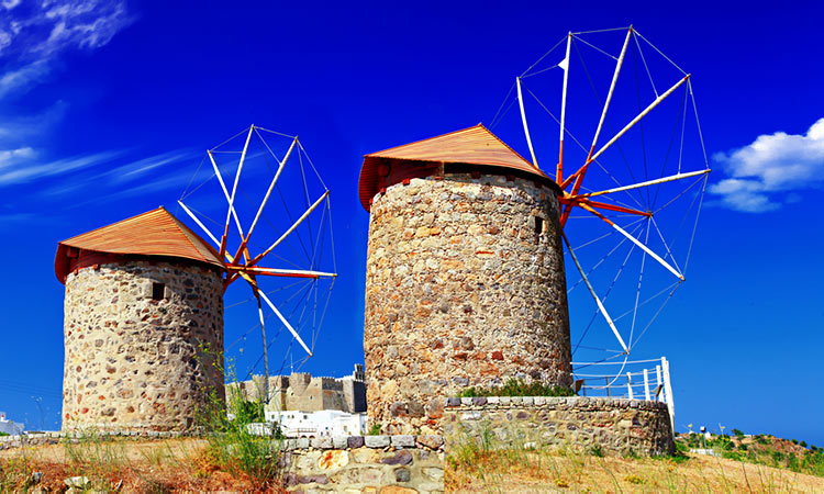 patmos windmills patmos greece